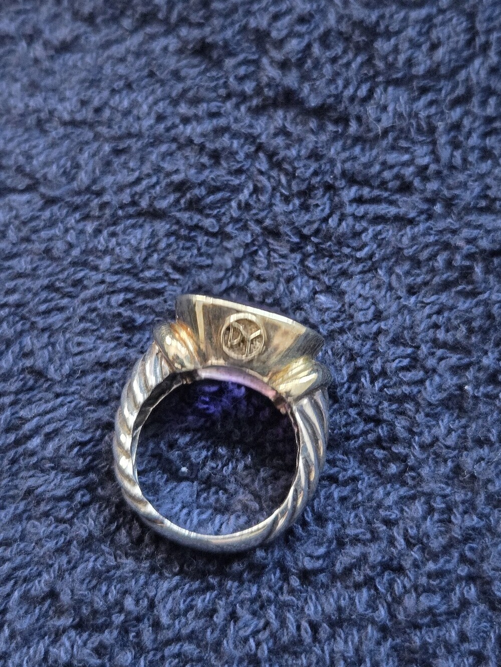 David Yurman Amethyst Sterling Silver 925 & 14K Yellow Gold Ring - Picture 6 of 6